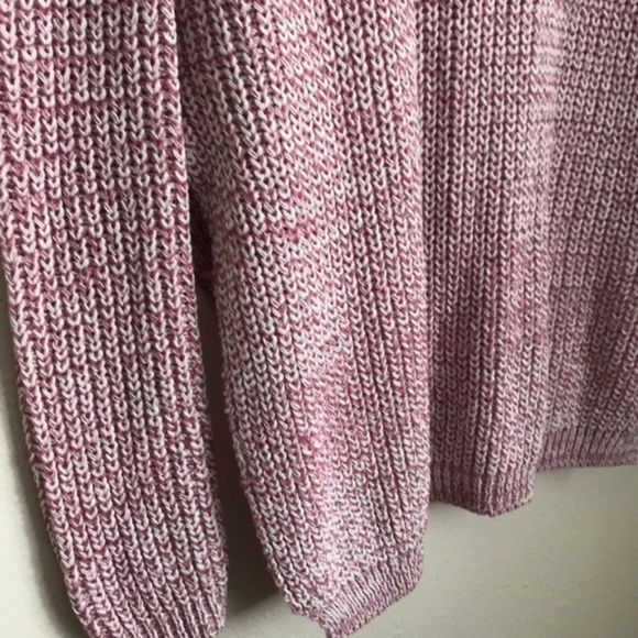 Boohoo Pink Marled Choker Neck Hi Low Sweater - Picture 5 of 7